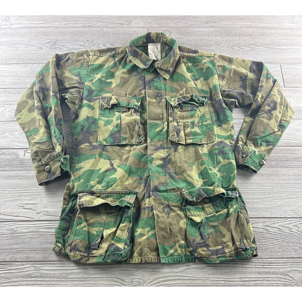 US Marine Corps Shirt Mens Woodland Camouflage Long Sleeve Button Up USMC Green